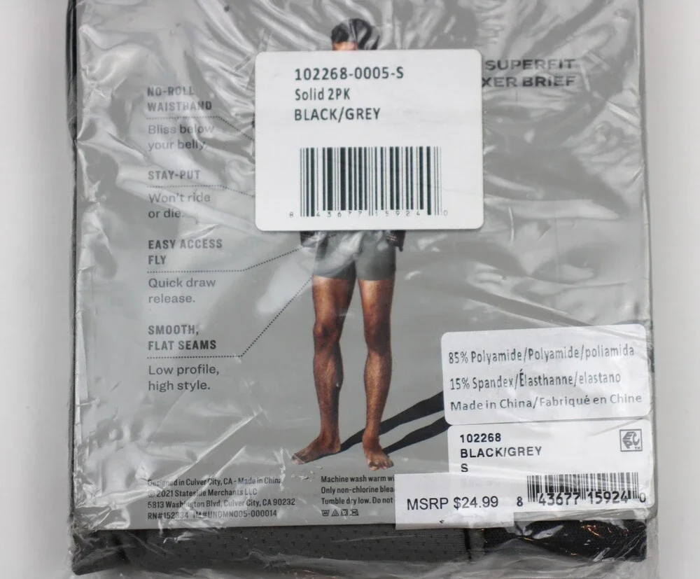 Pair Of Thieves SuperFit Boxer Brief Underwear Mens S Black Grey 2 Pack